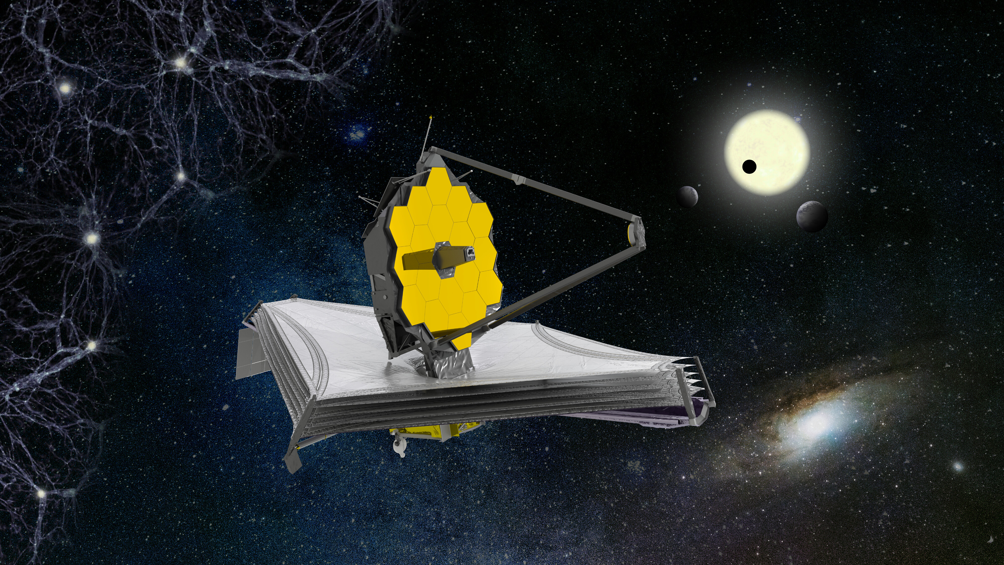 An impression of the James Webb Space Telescope. Image: ESA Media Lab/ATG