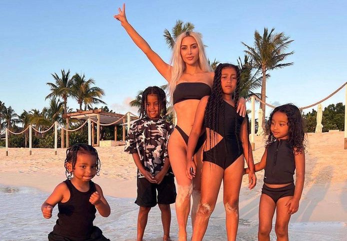 Kim Kardashian and her children Psalm, Saint, North and Chicago.