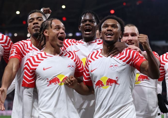 Obinda and his teammates celebrate their second goal.