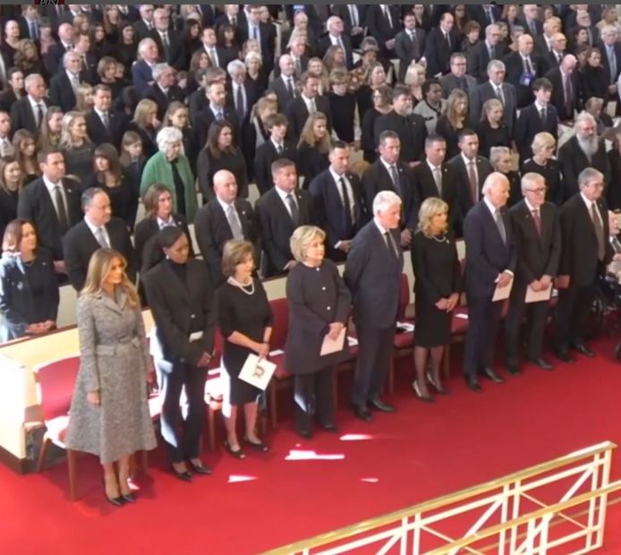 Melania Trump sits far left at Rosalynn Carter's memorial service.