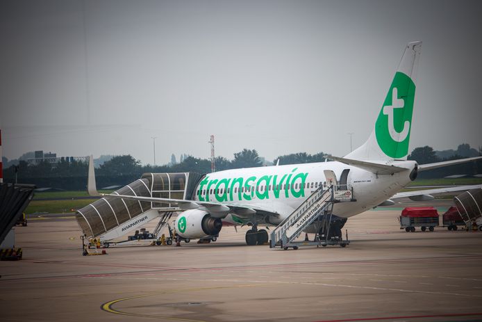 Transavia plane at Rotterdam The Hague Airport.