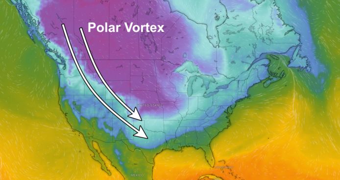 The supplied air will turn cold from the weekend and will invade most of North America.  Part of the polar vortex descends to the south.