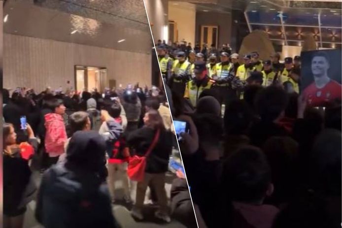 Chinese fans at the Al-Nasr players hotel.