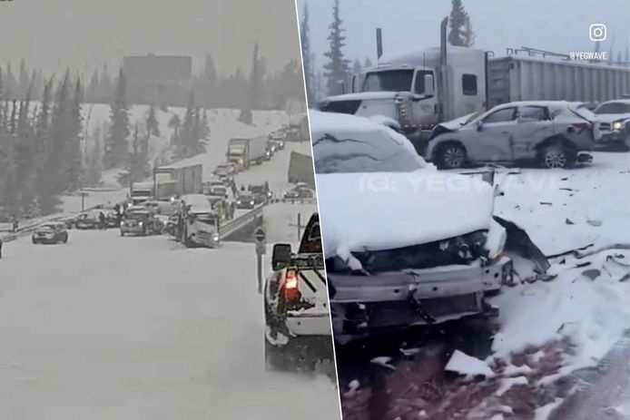 Dozens of cars collide in Canada