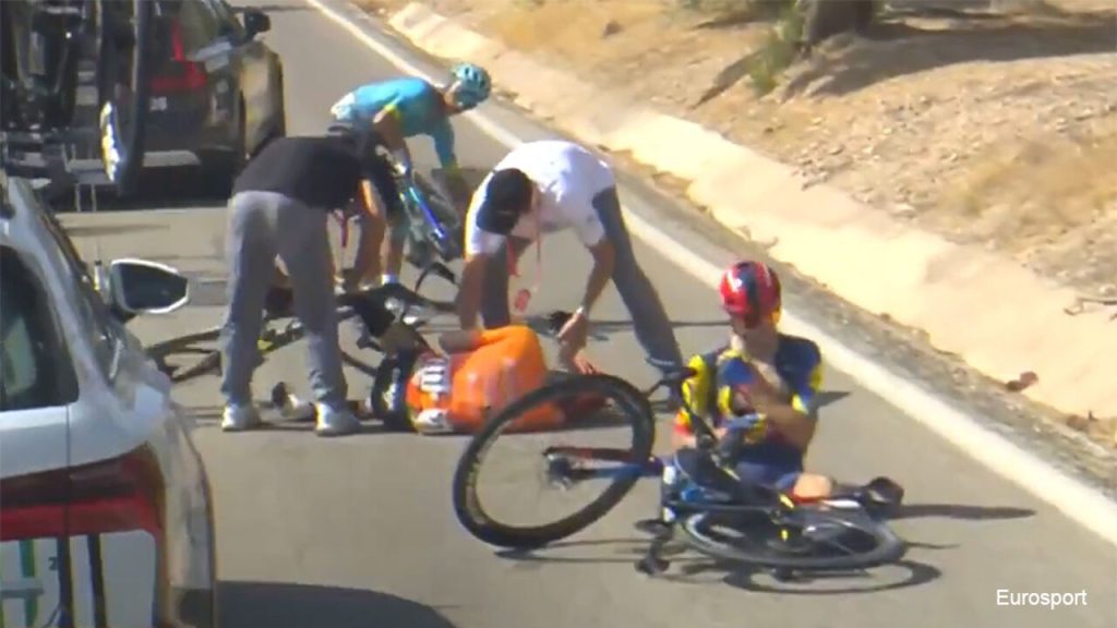 ‘It was scary’: Deer crossing causes crash on Vuelta stage 8