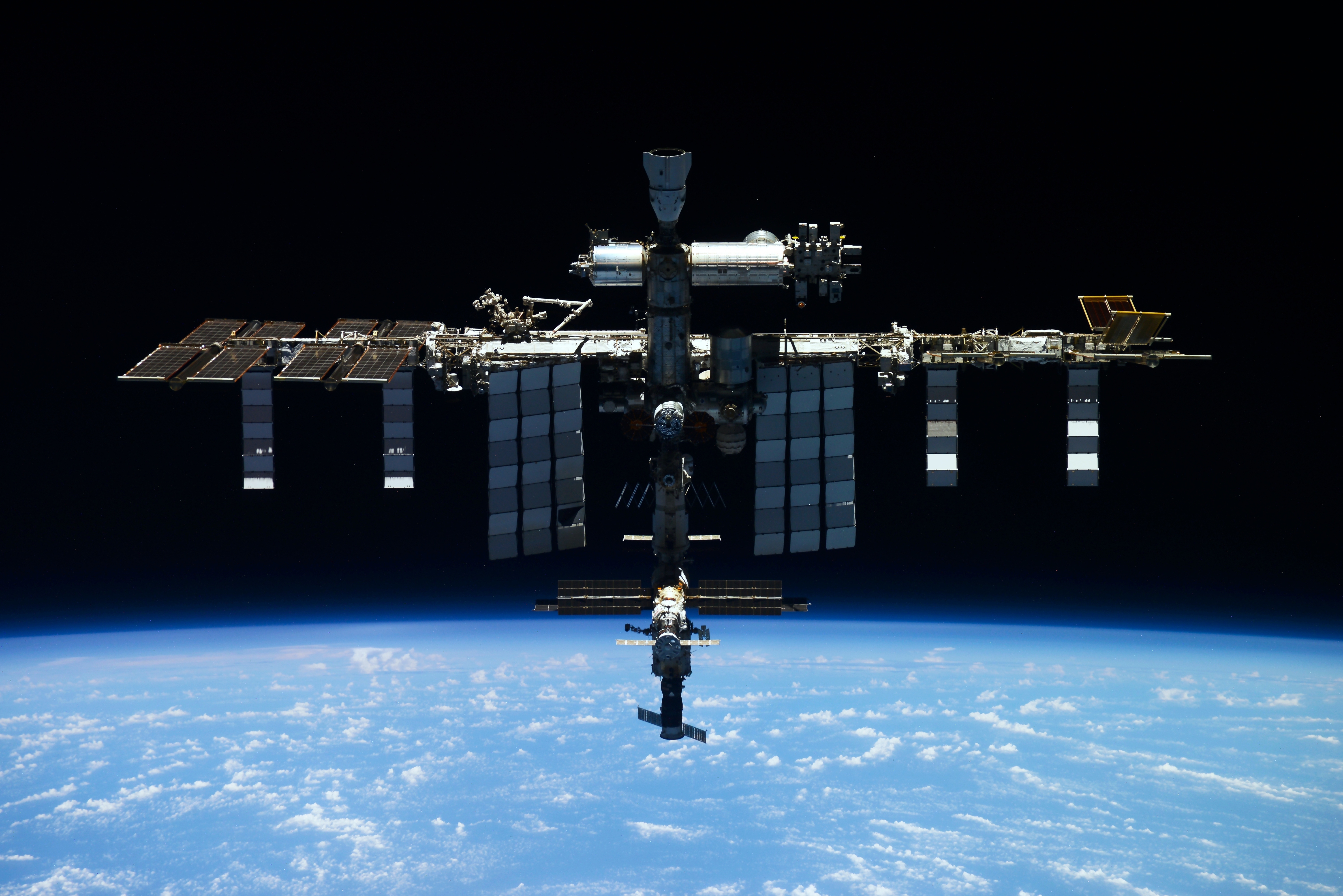 International Space Station where astronauts stay longer than planned